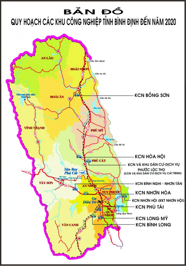 Bản đồ Quy hoạch các KCN tỉnh Bình Định đến năm 2020