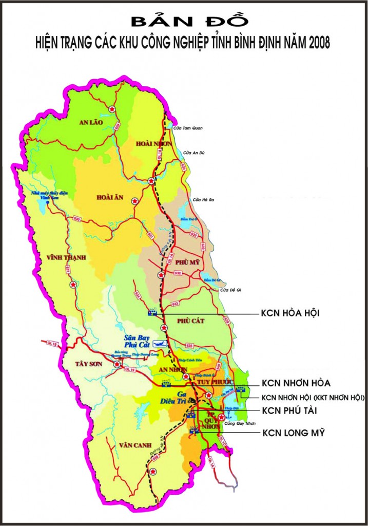 Bản đồ hiện trạng các KCN tỉnh Bình Định